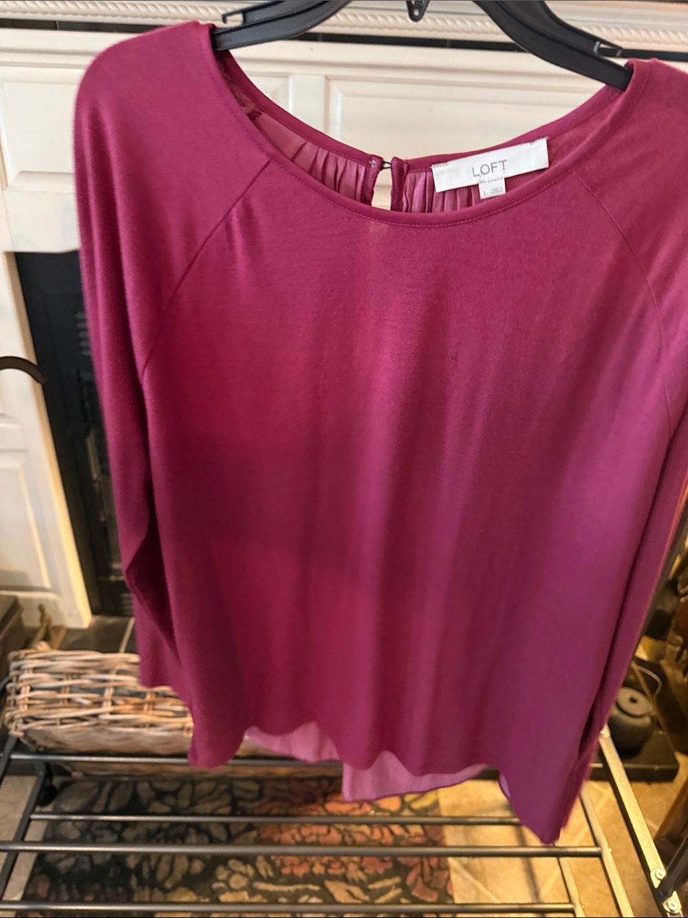 LOFT Wine-Pink Long Sleeve Blouse 0090
